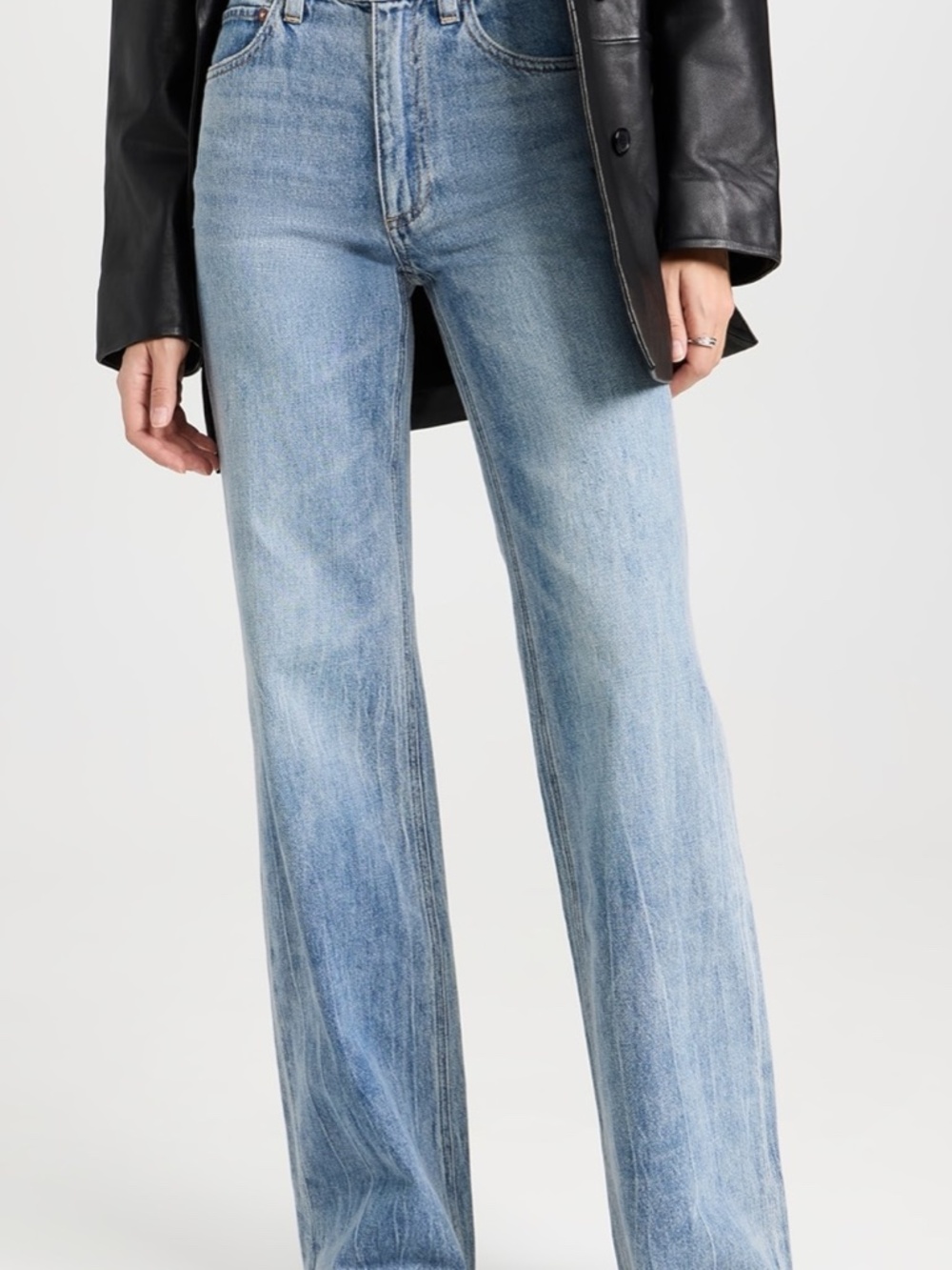 Alice + Olivia Weezy full length jeans in Sadie Light Wash Wide-Leg Jeans